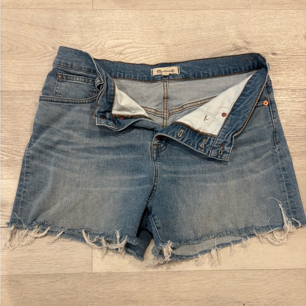 Madewell Light Blue Frayed Hem Denim Shorts